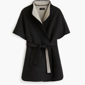 Women's Black Wool Blend Wrap Coat